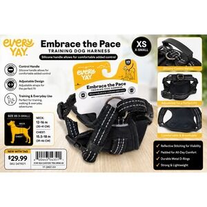 EveryYay Embrace the Pace Training Dog Harness Black XS Reflective Mesh Handle